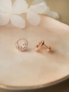 MANNASH Rose Gold-Plated Circular Stud Earrings