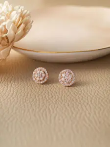 MANNASH Rose Gold-Plated Circular Sterling Silver Studs Earrings
