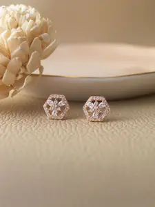 MANNASH Rose Gold-Plated Sterling Silver Floral Studs Earrings