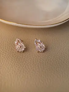 MANNASH Rose Gold Plated Floral Studs Earrings