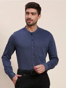 INVICTUS Band Collar Original Slim Fit Opaque Knit Formal Shirt