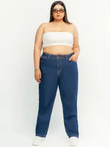 FREAKINS Women Plus Size High-Rise Mom Fit Jeans