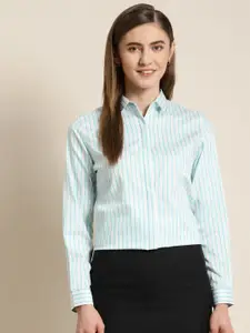 Hancock Premium Vertical Striped Spread Collar Pure Cotton Slim Fit Formal Shirt