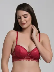 MAKCLAN Underwired Lightly Padded Medium Coverage All Day Comfort Dry-Fit Plunge Bra