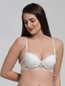 MAKCLAN Underwired Lightly Padded Medium Coverage All Day Comfort Dry-Fit Plunge Bra