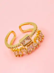 ZIVOM Gold-Plated AD Studded Band Adjustable Finger Ring