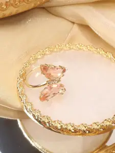 ZIVOM Gold-Plated Crystal Studded Butterfly Adjustable Finger Ring