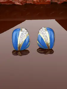 Estele Gold-Plated Stone-Studded Circular Studs Earrings