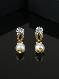 Estele Gold-Plated Leaf Shaped Drop Earrings