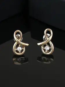 Estele Gold-Plated Contemporary Crystal Studs Earrings