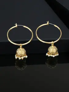 Estele Gold-Plated Circular Beaded Hoop Earrings