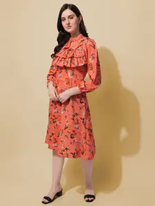 Oomph! Floral Print Crepe Fit & Flare Dress