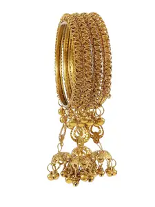 NMII Set Of 4 Gold-Plated Antique Kada Bangles