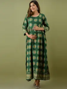 Mialo fashion Floral Printed Maternity Feeding Ethnic Dress