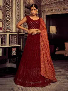Fusionic Embellished Sequinned Ready to Wear Lehenga & Unstitched Blouse With Dupatta