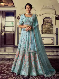 Fusionic Embellished Thread Work Semi-Stitched Lehenga & Unstitched Blouse With Dupatta