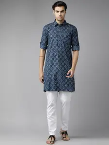See Designs Ethnic Motifs Printed Shirt Collar Pure Cotton Pathani Kurta