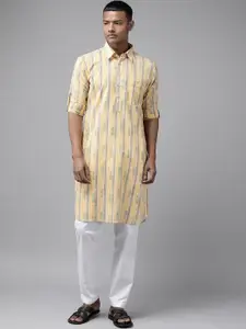 See Designs Striped Cotton Pathani Kurta