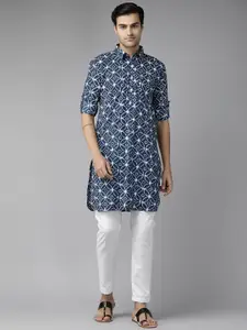 See Designs Floral Printed Cotton Pathani Kurta