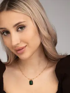 PALMONAS 18k Gold-Plated Emerald Necklace