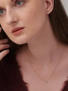 PALMONAS 18 KT Gold-Plated Circle With Stone Necklace