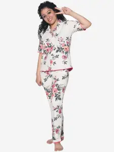 FUNKRAFTS Girls Floral Printed Pure Cotton Night Suit