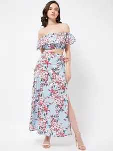 COLOR CAPITAL Floral Printed Flared Maxi Skirt