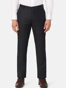 Blackberrys Men Checked Mid-Rise B-95 Slim Fit Formal Trousers