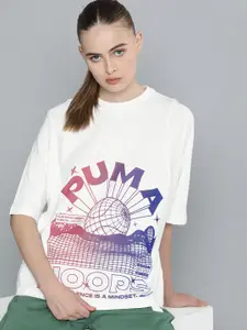 Puma Women Pure Cotton Graphic Printed Pure Cotton Basketball T-shirt