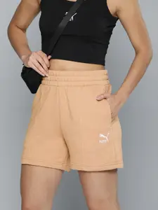 Puma Women Pure Cotton Regular Fit High-Rise Outdoor CLASSICS Pintuck Shorts