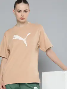 Puma Women Brand Logo Printed Pure Cotton Relaxed Fit Outdoor Sustainable T-shirt