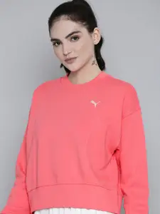 Puma Women Solid Crew Neck Her Knitted Pure Cotton Relaxed Fit Sweatshirt
