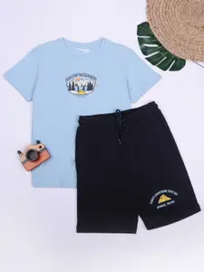 Gini and Jony Boys Printed Pure Cotton T-shirt with Shorts