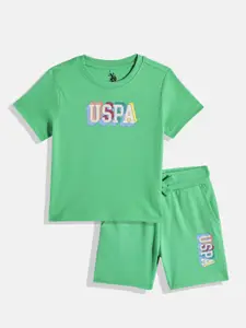 U.S. Polo Assn. Kids U S Polo Assn Kids Boys Pure Cotton Printed T-shirt with Shorts