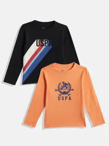 U.S. Polo Assn. Kids Boys Pack of 2 Printed Pure Cotton T-shirts