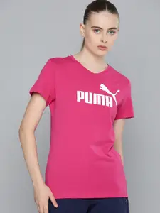 Puma V-Neck Brand Logo Printed Regular Fit ESS Pure Cotton T-shirt