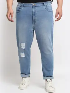 plusS Men Blue Comfort Mildly Distressed Light Fade Cotton Stretchable Jeans