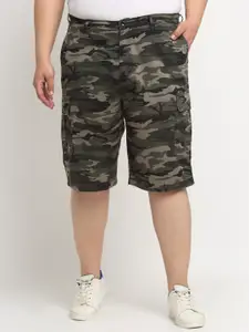 plusS Men Camouflage Printed Cotton Shorts