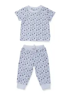 GJ baby Boys Printed Pure Cotton T-shirt with Pyjamas