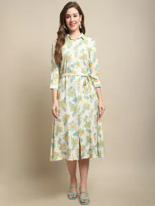 Cantabil Floral Print Shirt Midi Dress