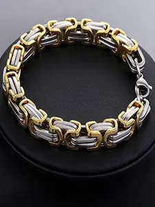 UNIVERSITY TRENDZ Men Silver-Plated Dual-Tone Link Bracelet