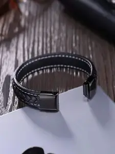 UNIVERSITY TRENDZ Men Multi-Layer Leather Wraparound Bracelet