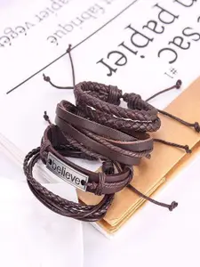 UNIVERSITY TRENDZ Men Set Of 4 Leather Multistrand Bracelet