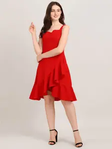 Oomph! Shoulder Strap Ruffled Fit & Flare Dress
