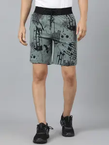 SPORT SUN Men Mid-Rise Abstract Printed Sports Shorts