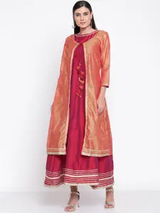 Be Indi Self Design Anarkali Maxi Dress With Cape