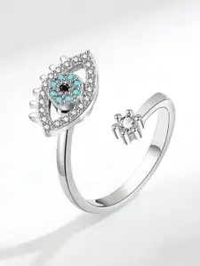 MYKI Silver-Plated CZ Stone-Studded Finger Ring