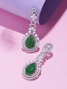 AMI Silver-Plated Brass Teardrop Shaped Drop Earrings