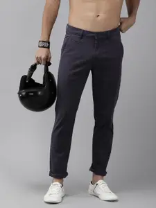 Roadster Men Navy Blue Slim Fit Chinos Trousers