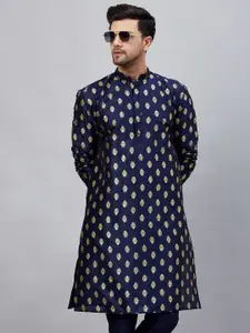 VASTRAMAY Ethnic Motifs Foil Printed Mandarin Collar Kurta